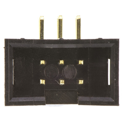 Amphenol T821 Series Right Angle Through Hole PCB Header, 6 Contact(s), 2.54mm Pitch, 2 Row(s), Shrouded