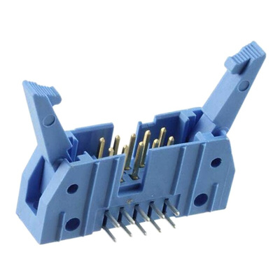 TE Connectivity AMP-LATCH, 2.54mm Pitch, 10 Way, 2 Row, Right Angle PCB Header, Through Hole