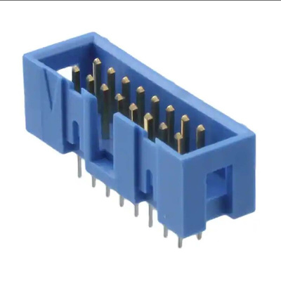 TE Connectivity AMP-LATCH Series Right Angle Through Hole PCB Header, 14 Contact(s), 2.54mm Pitch, 2 Row(s), Shrouded