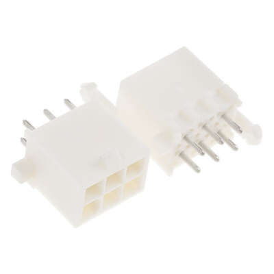 TE Connectivity Mini-Universal MATE-N-LOK Series Straight Through Hole PCB Header, 6 Contact(s), 4.14mm Pitch, 2