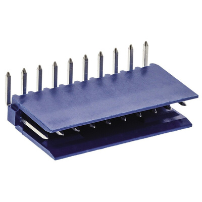TE Connectivity AMPMODU HE14 Series Right Angle Through Hole PCB Header, 10 Contact(s), 2.54mm Pitch, 1 Row(s), Shrouded