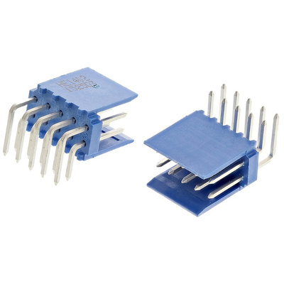 TE Connectivity AMPMODU HE14 Series Right Angle Through Hole PCB Header, 10 Contact(s), 2.54mm Pitch, 2 Row(s), Shrouded