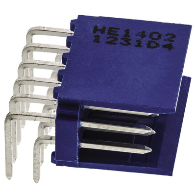 TE Connectivity AMPMODU HE14 Series Right Angle Through Hole PCB Header, 12 Contact(s), 2.54mm Pitch, 2 Row(s), Shrouded