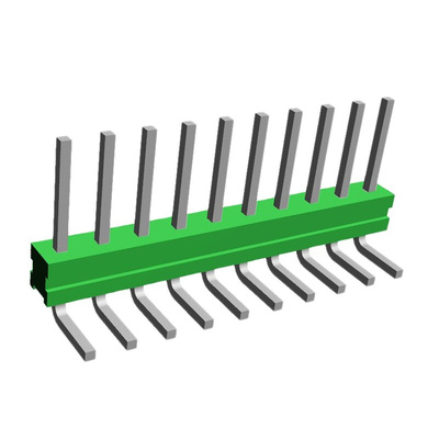 TE Connectivity AMPMODU MOD II Series Right Angle Through Hole Pin Header, 10 Contact(s), 2.54mm Pitch, 1 Row(s),