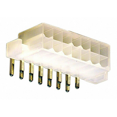 Molex Mini-Fit Jr. Series Right Angle Through Hole PCB Header, 14 Contact(s), 4.2mm Pitch, 2 Row(s), Shrouded