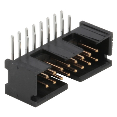 TE Connectivity AMP-LATCH Series, 2.54mm Pitch, 16 Way 2 Row Shrouded Right Angle PCB Header, Through Hole