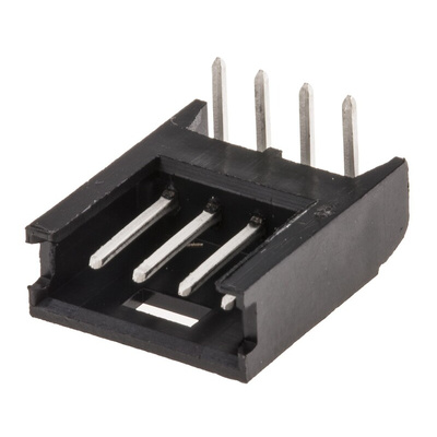 TE Connectivity AMPMODU MOD II Series Right Angle Through Hole PCB Header, 4 Contact(s), 2.54mm Pitch, 1 Row(s),