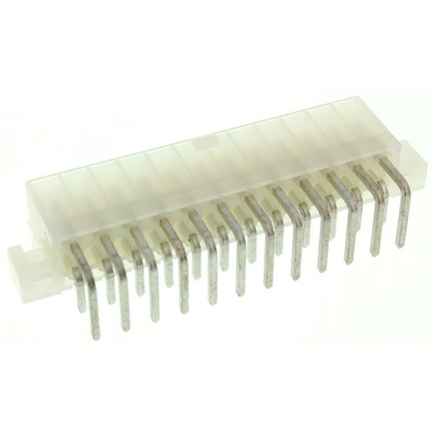 Molex Mini-Fit Jr. Series Right Angle Through Hole PCB Header, 24 Contact(s), 4.2mm Pitch, 2 Row(s), Shrouded