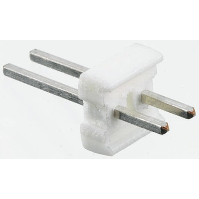 TE Connectivity MTA-100 Series Straight Through Hole Pin Header, 2 Contact(s), 2.54mm Pitch, 1 Row(s), Unshrouded