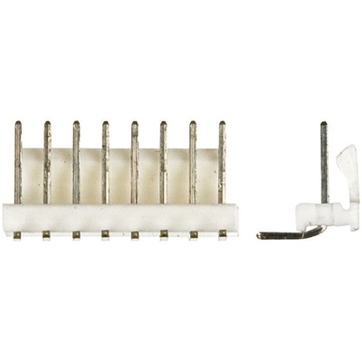 TE Connectivity MTA-100 Series Right Angle Through Hole Pin Header, 8 Contact(s), 2.54mm Pitch, 1 Row(s), Unshrouded