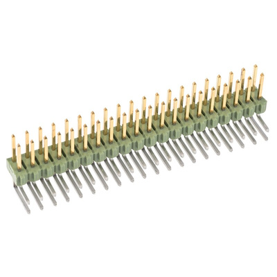 TE Connectivity AMPMODU MOD II Series Right Angle Through Hole Pin Header, 40 Contact(s), 2.54mm Pitch, 2 Row(s),
