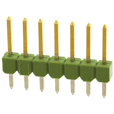 TE Connectivity AMPMODU MOD II Series Straight Through Hole Pin Header, 7 Contact(s), 2.54mm Pitch, 1 Row(s), Unshrouded