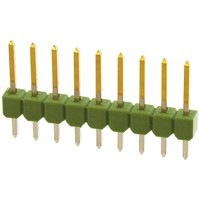 TE Connectivity AMPMODU MOD II Series Straight Through Hole Pin Header, 9 Contact(s), 2.54mm Pitch, 1 Row(s), Unshrouded