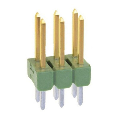 TE Connectivity AMPMODU MOD II Series Straight Through Hole Pin Header, 6 Contact(s), 2.54mm Pitch, 2 Row(s), Unshrouded