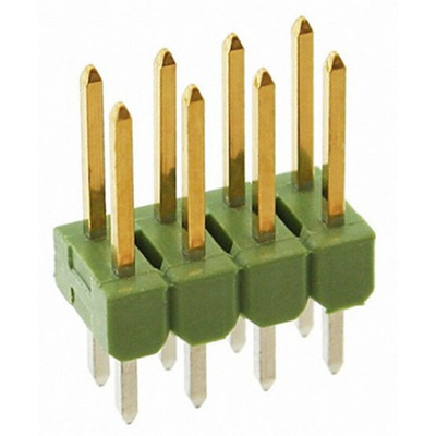 TE Connectivity AMPMODU MOD II Series Straight Through Hole Pin Header, 8 Contact(s), 2.54mm Pitch, 2 Row(s), Unshrouded