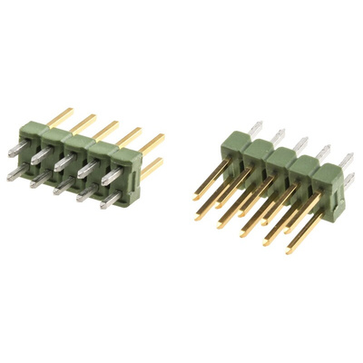 TE Connectivity AMPMODU MOD II Series Straight Through Hole Pin Header, 10 Contact(s), 2.54mm Pitch, 2 Row(s),