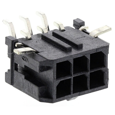 Molex Micro-Fit 3.0 Series Right Angle Surface Mount PCB Header, 6 Contact(s), 3.0mm Pitch, 2 Row(s), Shrouded
