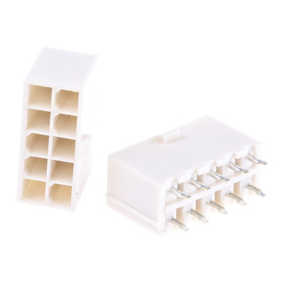 Molex Mini-Fit Jr. Series Straight Through Hole PCB Header, 10 Contact(s), 4.2mm Pitch, 2 Row(s), Shrouded