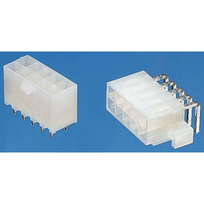 Molex Mini-Fit Jr. Series Straight Through Hole PCB Header, 4 Contact(s), 4.2mm Pitch, 2 Row(s), Shrouded