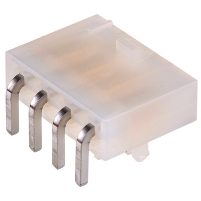 Molex Mini-Fit Jr. Series Right Angle Through Hole PCB Header, 4 Contact(s), 4.2mm Pitch, 1 Row(s), Shrouded