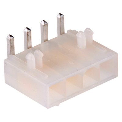 Molex Mini-Fit Jr. Series Right Angle Through Hole PCB Header, 4 Contact(s), 4.2mm Pitch, 1 Row(s), Shrouded