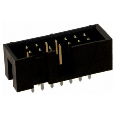 TE Connectivity AMP-LATCH Series Straight Through Hole PCB Header, 14 Contact(s), 2.54mm Pitch, 2 Row(s), Shrouded