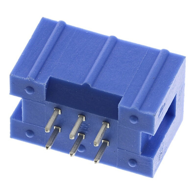 TE Connectivity AMP-LATCH Series Straight Through Hole PCB Header, 6 Contact(s), 2.54mm Pitch, 2 Row(s), Shrouded