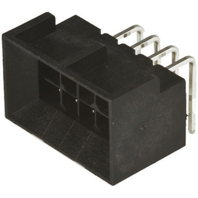 Molex Micro-Fit BMI Series Right Angle Through Hole PCB Header, 4 Contact(s), 3.0mm Pitch, 2 Row(s), Shrouded