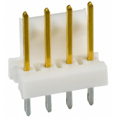 TE Connectivity MTA-100 Series Straight Through Hole Pin Header, 4 Contact(s), 2.54mm Pitch, 1 Row(s), Unshrouded