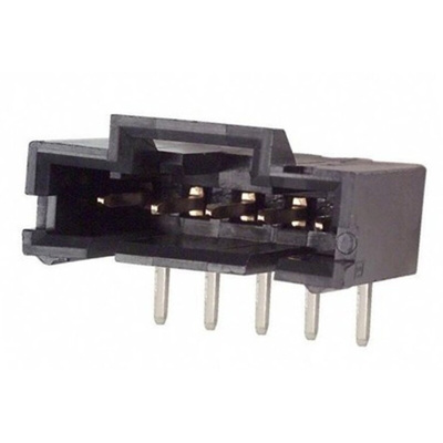 TE Connectivity AMPMODU MTE Series Right Angle Through Hole PCB Header, 5 Contact(s), 2.54mm Pitch, 1 Row(s), Shrouded