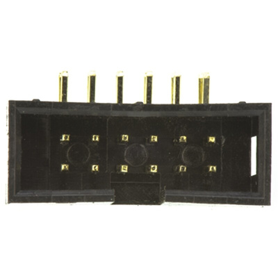 Amphenol T821 Series Right Angle Through Hole PCB Header, 12 Contact(s), 2.54mm Pitch, 2 Row(s), Shrouded