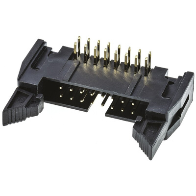 Amphenol T816 Series Right Angle Through Hole PCB Header, 16 Contact(s), 2.54mm Pitch, 2 Row(s), Shrouded