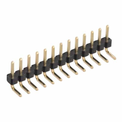 HARWIN M22 Series Right Angle Through Hole Pin Header, 10 Contact(s), 2.0mm Pitch, 1 Row(s), Unshrouded