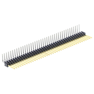 Samtec TMS Series Right Angle Through Hole Pin Header, 40 Contact(s), 1.27mm Pitch, 1 Row(s), Unshrouded