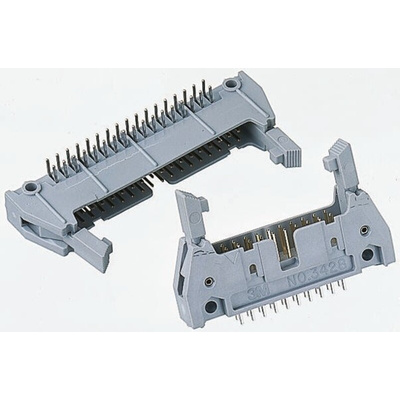 3M 3000 Series Right Angle Through Hole PCB Header, 14 Contact(s), 2.54mm Pitch, 2 Row(s), Shrouded