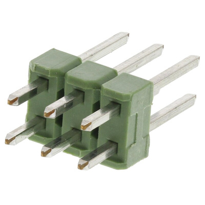 TE Connectivity AMPMODU MOD II Series Straight Through Hole Pin Header, 6 Contact(s), 2.54mm Pitch, 2 Row(s), Unshrouded