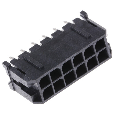 Molex Micro-Fit 3.0 Series Straight Through Hole PCB Header, 12 Contact(s), 3.0mm Pitch, 2 Row(s), Shrouded