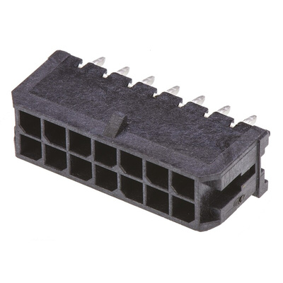 Molex Micro-Fit 3.0 Series Straight Through Hole PCB Header, 14 Contact(s), 3.0mm Pitch, 2 Row(s), Shrouded