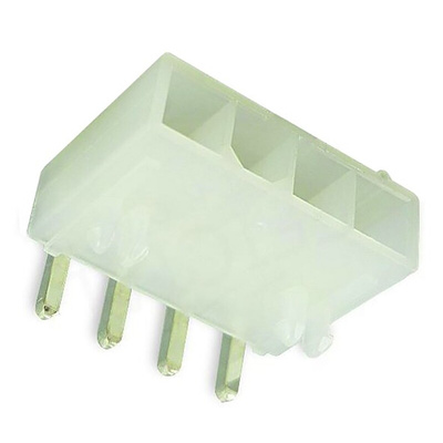 Molex Mini-Fit Jr. Series Right Angle Through Hole PCB Header, 4 Contact(s), 4.2mm Pitch, 1 Row(s), Shrouded