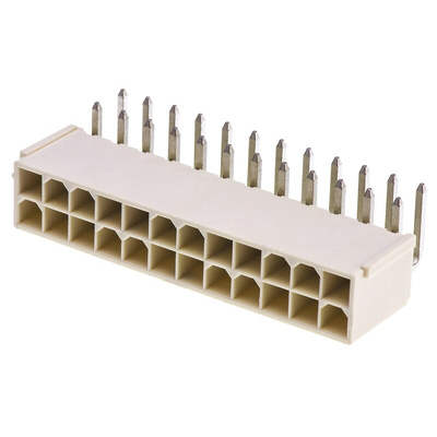 Molex Mini-Fit Jr. Series Right Angle Through Hole PCB Header, 24 Contact(s), 4.2mm Pitch, 2 Row(s), Shrouded