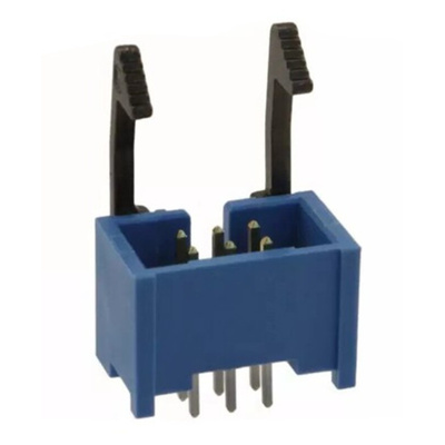 TE Connectivity AMP-LATCH Series Straight Through Hole PCB Header, 6 Contact(s), 2.54mm Pitch, 2 Row(s), Shrouded