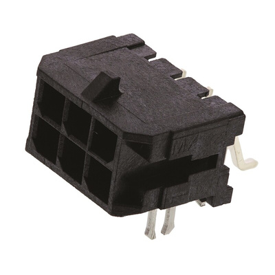 Molex Micro-Fit 3.0 Series Right Angle Surface Mount PCB Header, 6 Contact(s), 3.0mm Pitch, 2 Row(s), Shrouded