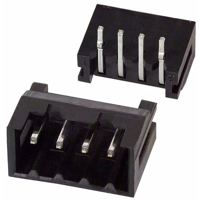 Hirose DF3 Series Right Angle Through Hole PCB Header, 4 Contact(s), 2.0mm Pitch, 1 Row(s), Shrouded