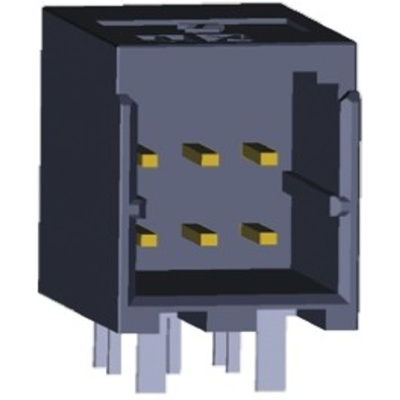 TE Connectivity Dynamic 1000 Series Right Angle Through Hole PCB Header, 6 Contact(s), 2.5mm Pitch, 2 Row(s), Shrouded