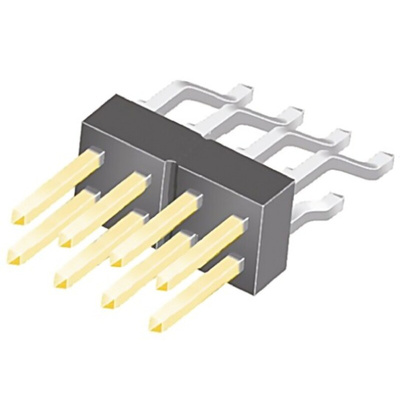 Samtec TSM Series Right Angle Surface Mount Pin Header, 8 Contact(s), 2.54mm Pitch, 2 Row(s), Unshrouded