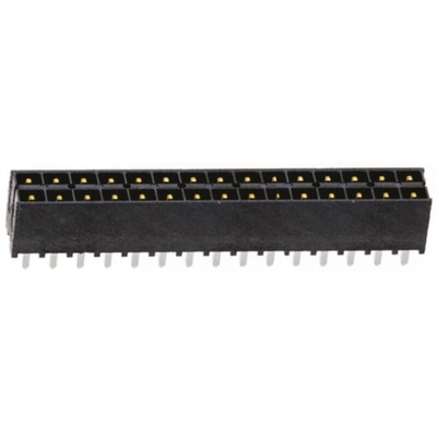 Samtec IPT1 Series Straight Through Hole PCB Header, 30 Contact(s), 2.54mm Pitch, 2 Row(s), Shrouded