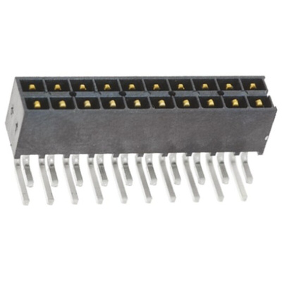 Samtec IPT1 Series Right Angle Through Hole PCB Header, 20 Contact(s), 2.54mm Pitch, 2 Row(s), Shrouded