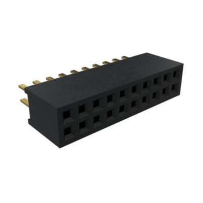 Amphenol Communications Solutions Minitek127 Series Vertical PCB Header, 10 Contact(s), 1.27mm Pitch, 2 Row(s), Shrouded