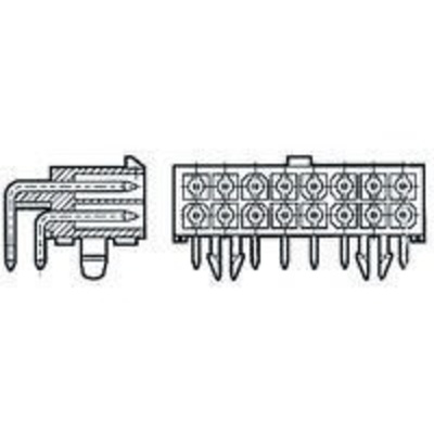 TE Connectivity Mini-Universal MATE-N-LOK Series Right Angle Through Hole PCB Header, 2 Contact(s), 4.14mm Pitch, 1