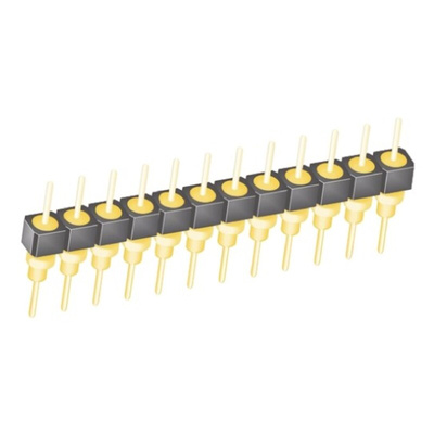 Samtec BBS Series Straight Through Hole Pin Header, 12 Contact(s), 2.54mm Pitch, 1 Row(s), Unshrouded
